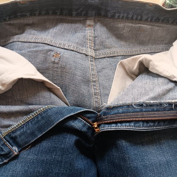 Vintage 1970's 36x30 Levis 646 0217 Denim Bellbottom Orange Tab Jeans Talon 42 - Picture 8 of 16